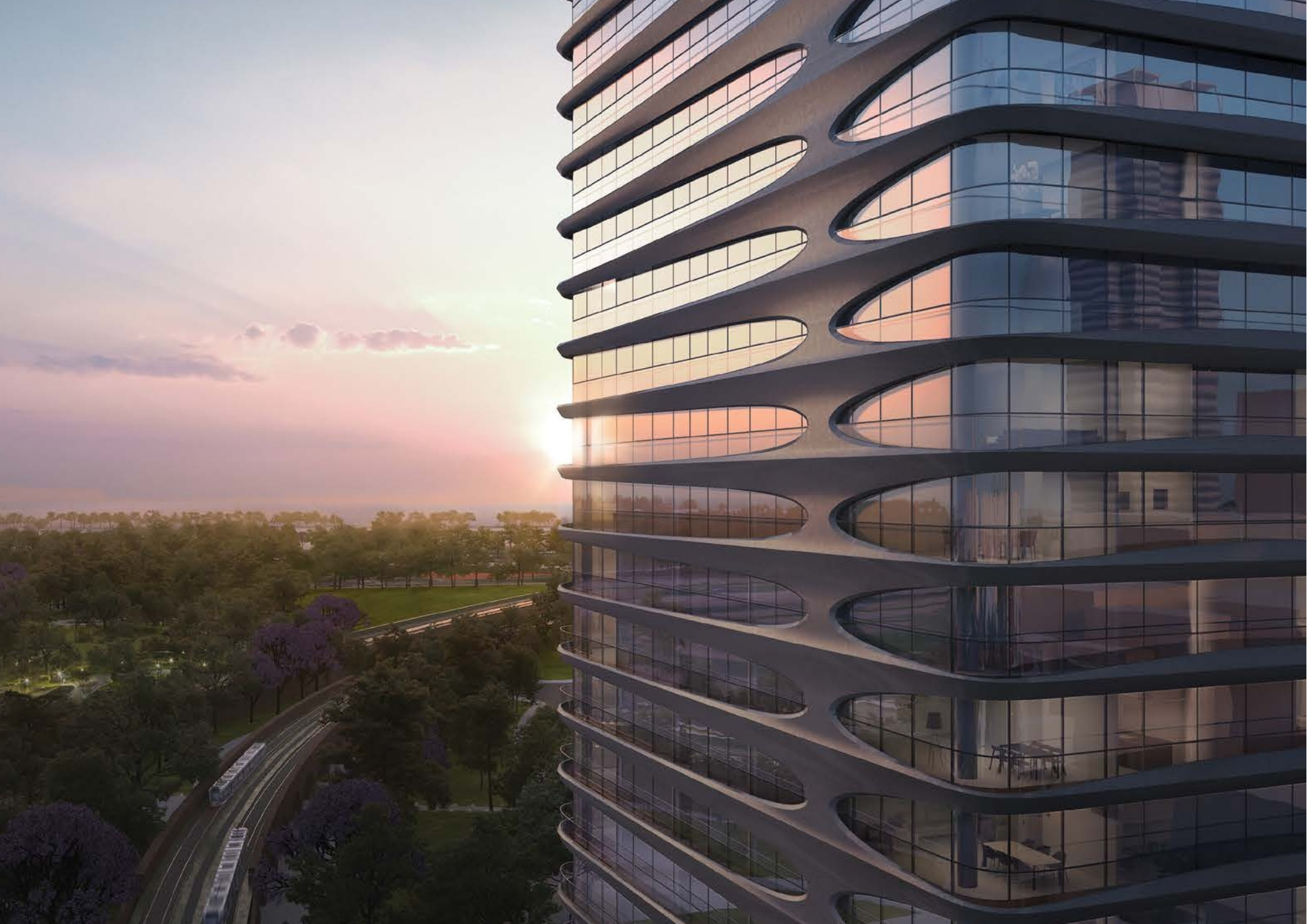 Balcones ZHA · Atardecer sobre el Polo